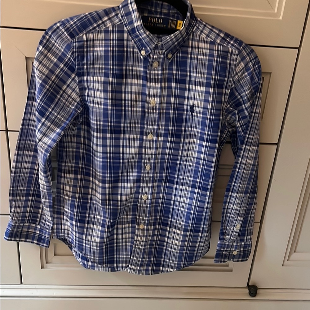 Polo by Ralph Lauren Blue and White Casual Button Down Shirt